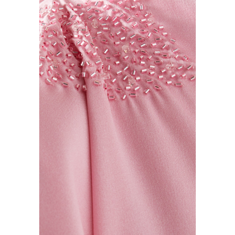 Love by Aanchal - Embellished Cape Wide-leg Jumpsuit in Satin Pink