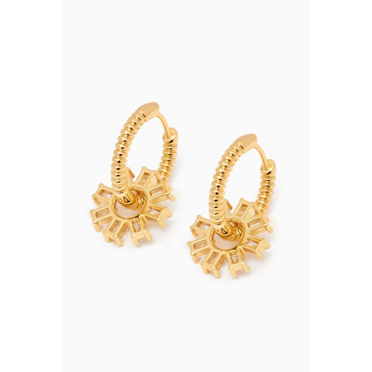 Luv Aj - Baguette Washer Hoop Earrings in Gold-plated Brass