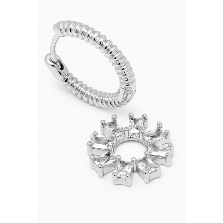 Luv Aj - Baguette Washer Hoop Earrings in Silver-plated Brass