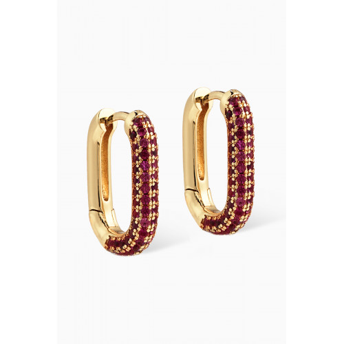 Luv Aj - Pave Chain Link Huggies in Gold-plated Metal