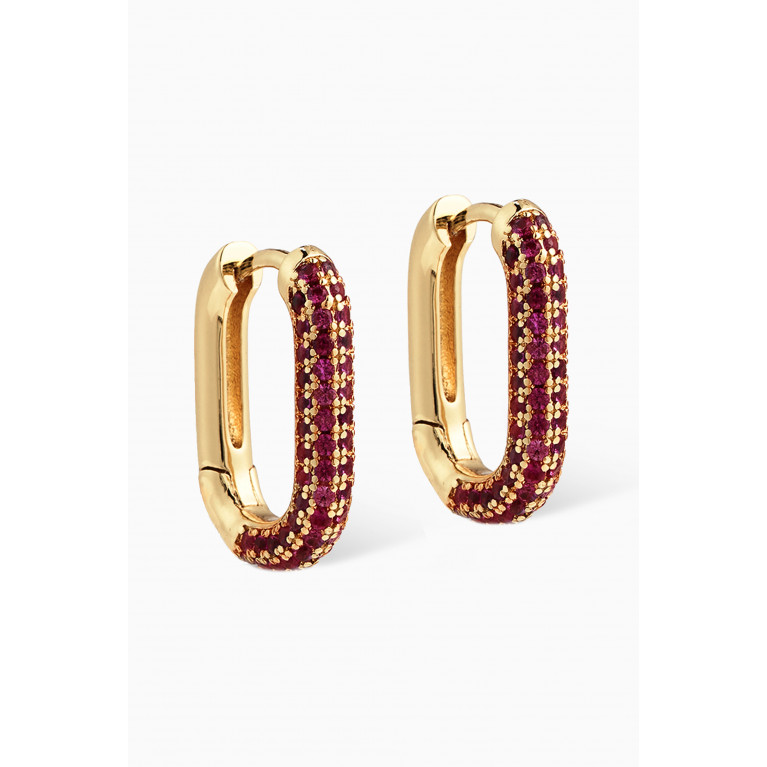 Luv Aj - Pave Chain Link Huggies in Gold-plated Metal