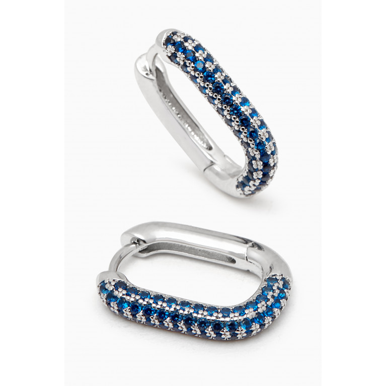 Luv Aj - Pave Chain Link Huggies in Silver-plated Brass