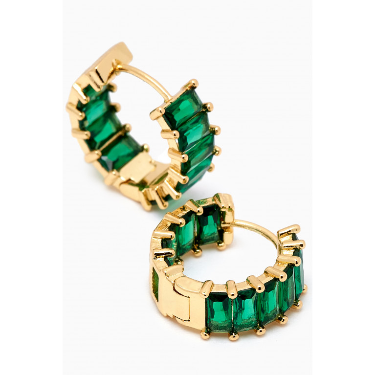 Luv Aj - Emerald Ballier Huggies in Gold-plated Brass