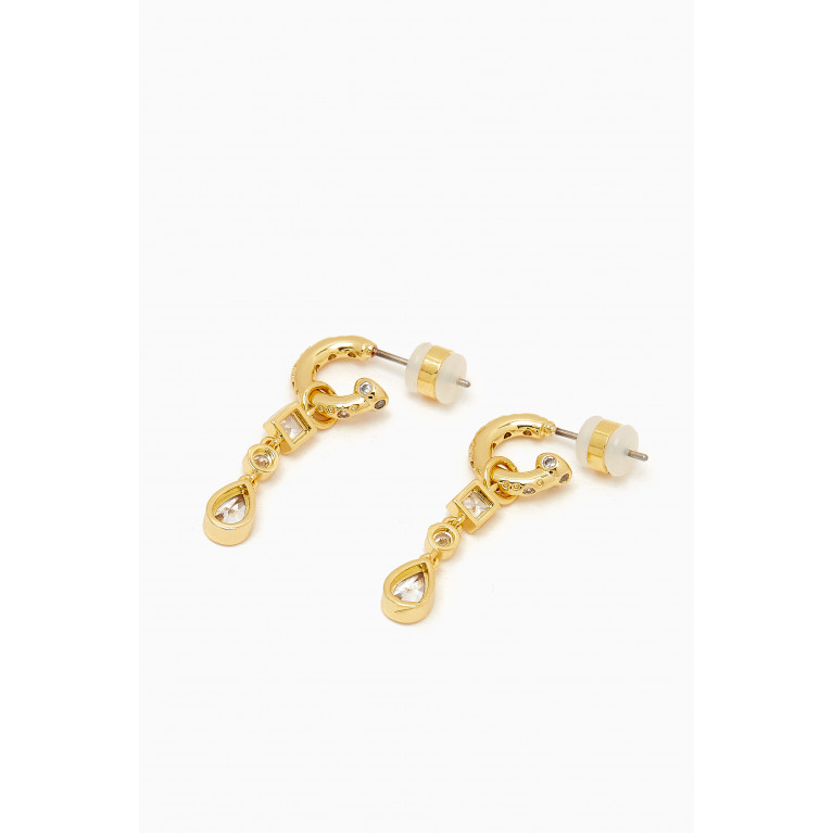 Luv Aj - Bezel Charm Drop Huggie Earrings in Gold-plated Brass