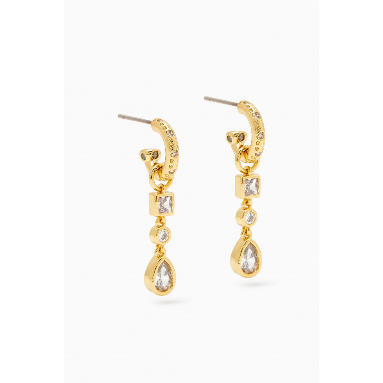 Luv Aj - Bezel Charm Drop Huggie Earrings in Gold-plated Brass