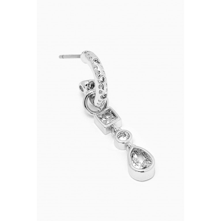 Luv Aj - Bezel Charm Drop Huggie Earrings in Silver-plated Brass