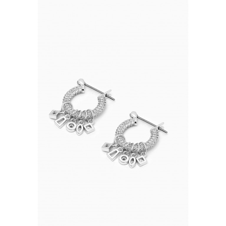 Luv Aj - Bezel Zirconia Shaker Hoop Earrings in Silver-plated Brass