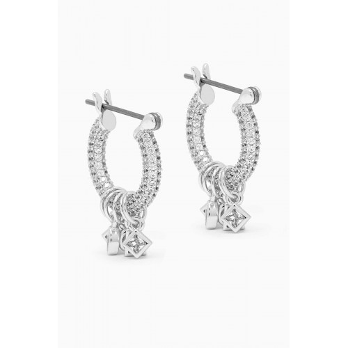 Luv Aj - Bezel Zirconia Shaker Hoop Earrings in Silver-plated Brass