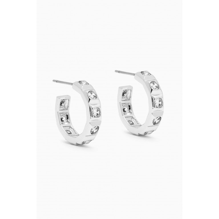 Luv Aj - Mini Pyramid Stud Hoop Earrings in Silver-plated Brass