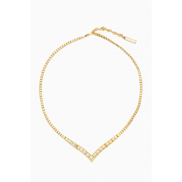 Luv Aj - Pyramid Tennis Zirconia Necklace in Gold-plated Brass