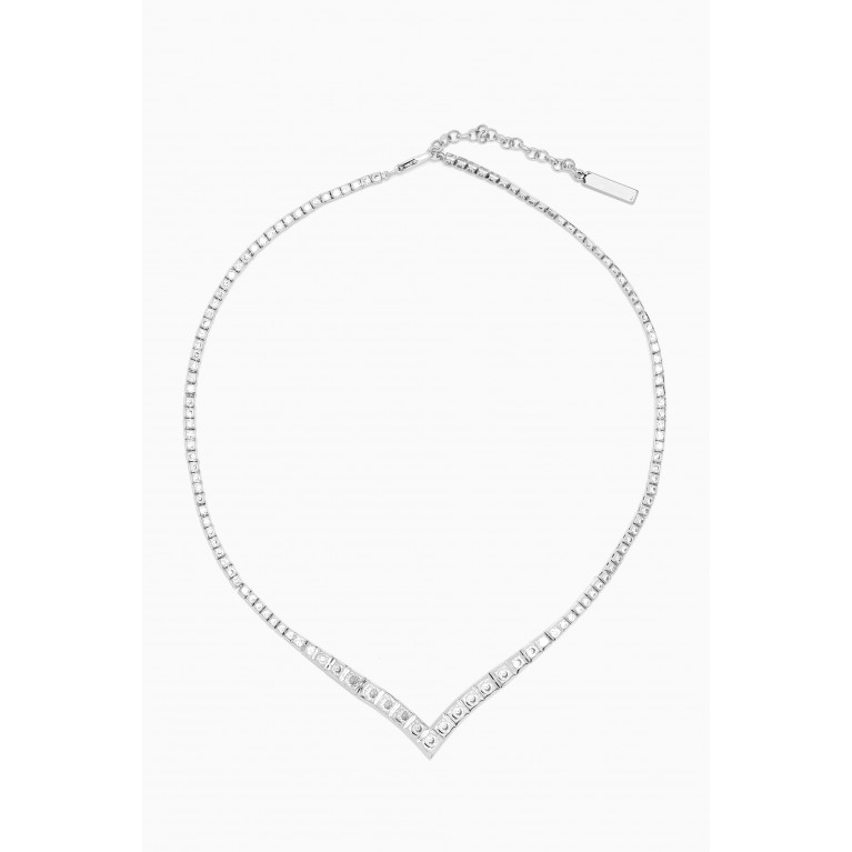 Luv Aj - Pyramid Tennis Zirconia Necklace in Silver-plated Brass