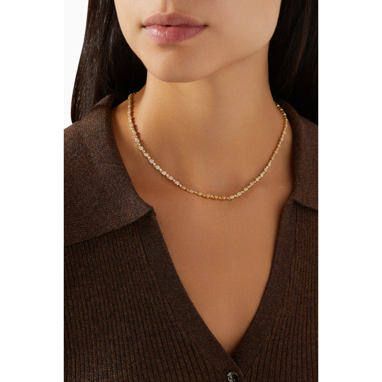 Luv Aj - Hexagon Zirconia Necklace in Gold-plated Brass