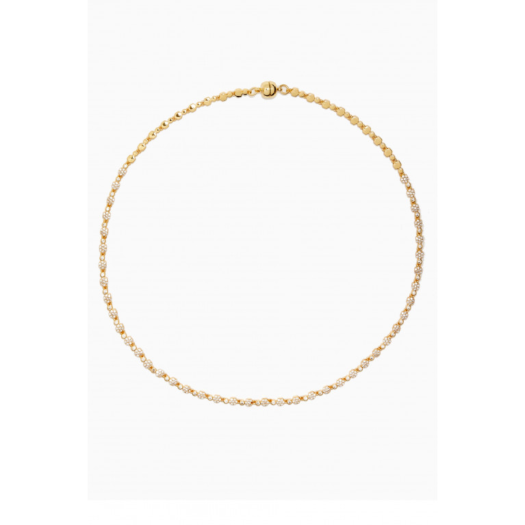 Luv Aj - Hexagon Zirconia Necklace in Gold-plated Brass