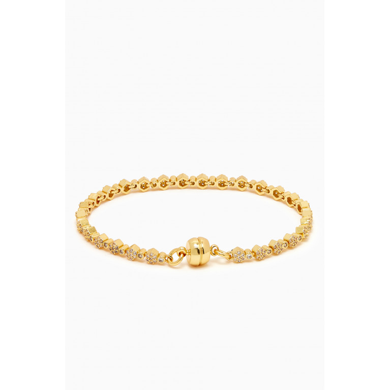 Luv Aj - Hexagon Zirconia Bracelet in Gold-plated Brass