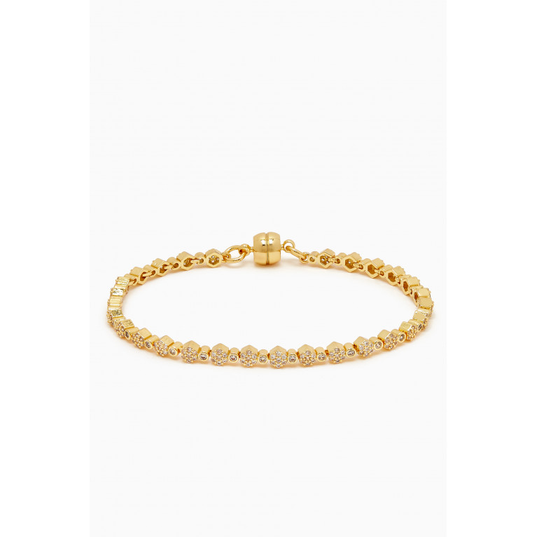 Luv Aj - Hexagon Zirconia Bracelet in Gold-plated Brass