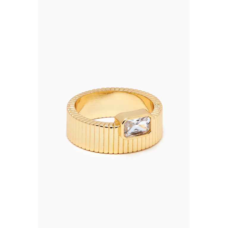 Luv Aj - Francois Ridged Ring in Gold-plated Brass