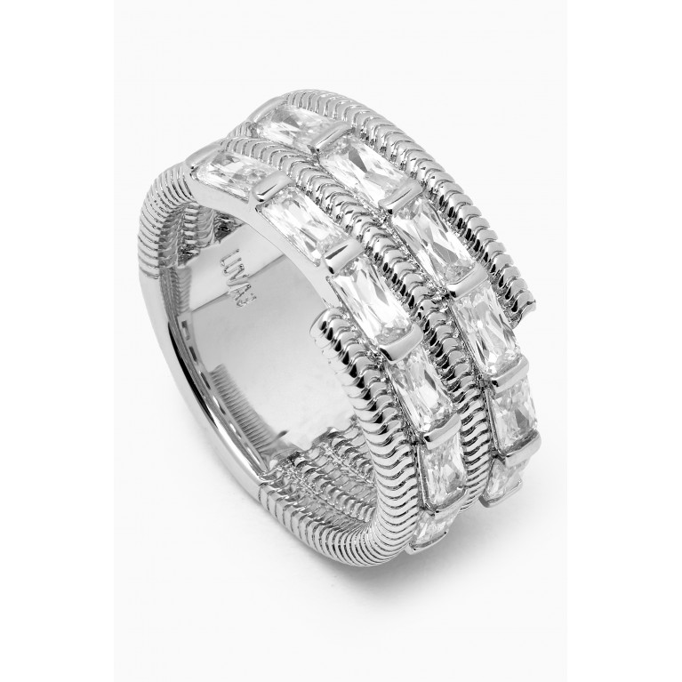 Luv Aj - Baguette Coil Ring in Silver-plated Brass