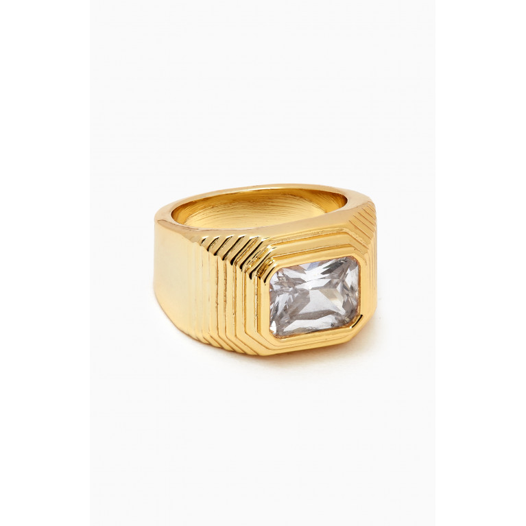 Luv Aj - Ridged Cigar Pyramid Ring in Gold-plated Brass