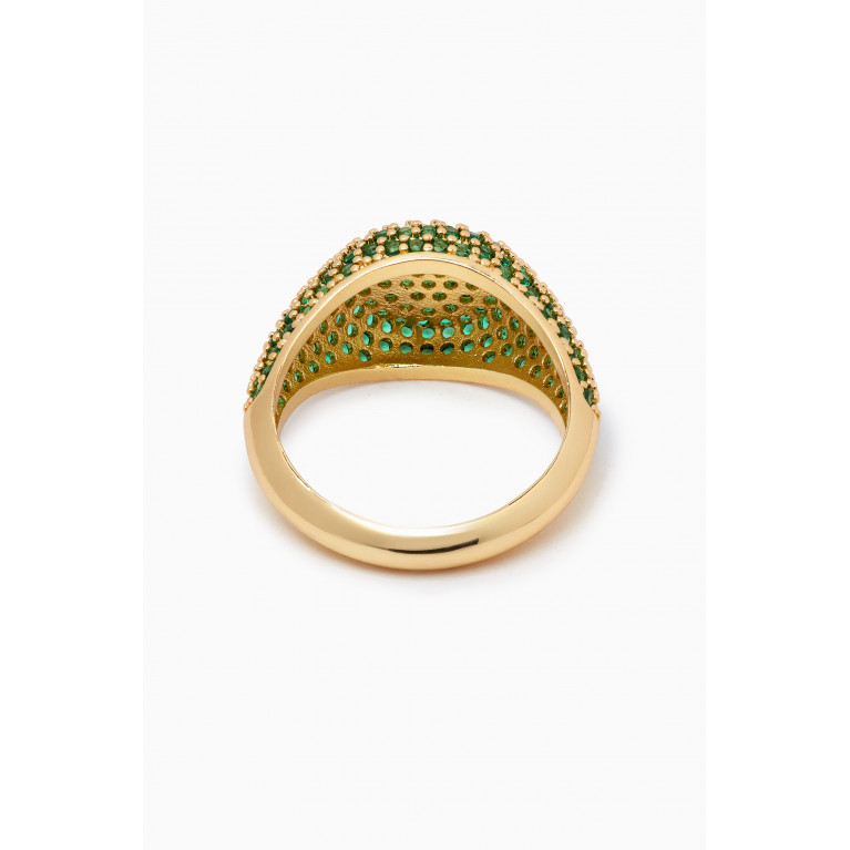 Luv Aj - Pavé Signet Ring in Gold-plated Brass