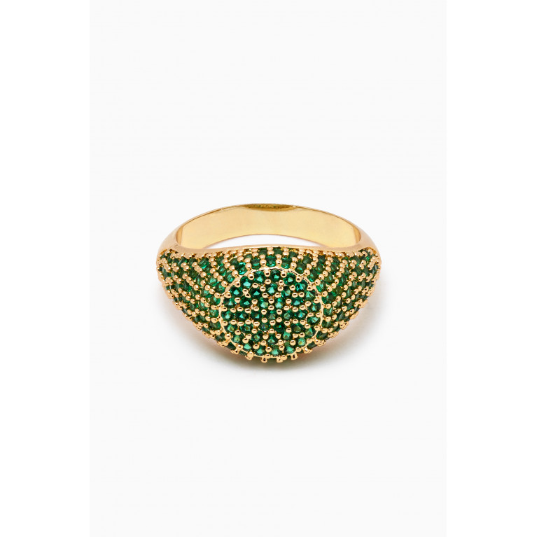 Luv Aj - Pavé Signet Ring in Gold-plated Brass