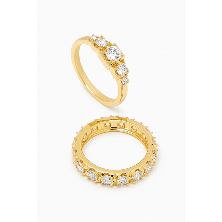 Luv Aj - Pyramid Stud Ring Set in Gold-plated Brass