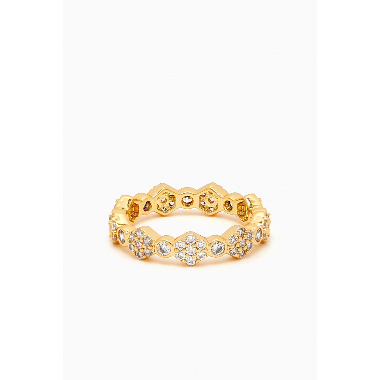 Luv Aj - Hexagon Zirconia Ring in Gold-plated Brass