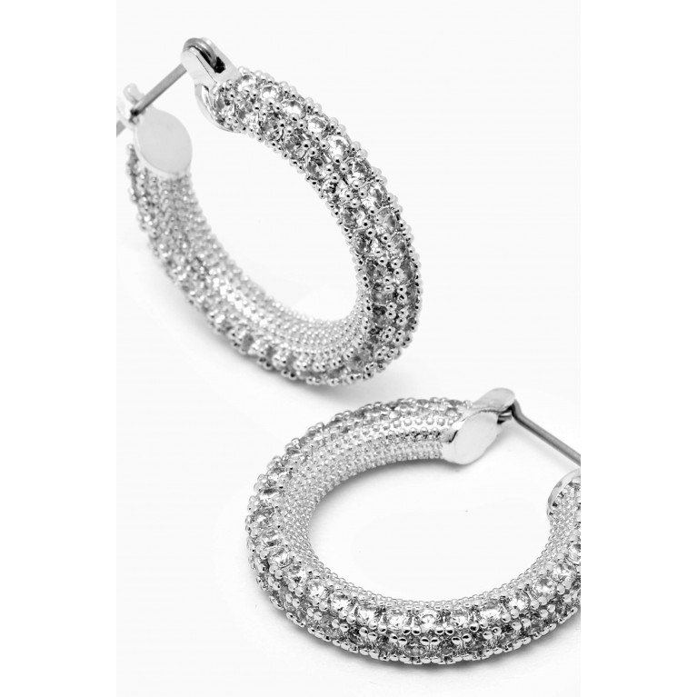 Luv Aj - Pavé Estelle Hoop Earrings in Silver-plated Brass