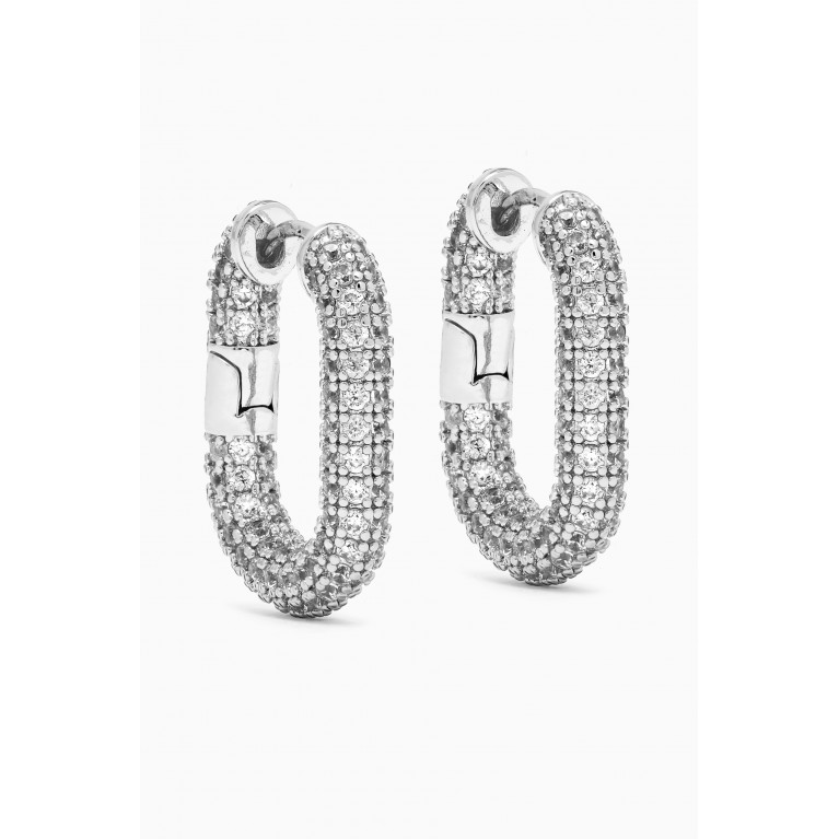 Luv Aj - XL Pavé Chain-link Hoops in Silver-plated Brass