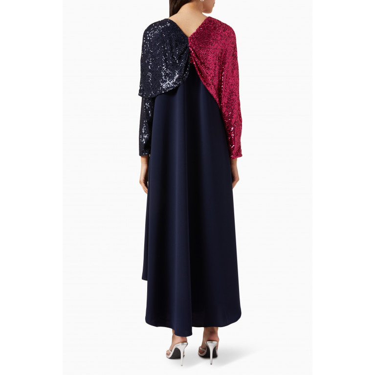 Dima Ayad - Sequinned Cape-sleeve Maxi Dress in Crepe