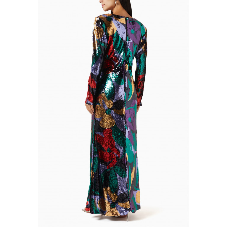 Dima Ayad - Sequin-embellished Floral Maxi Dress