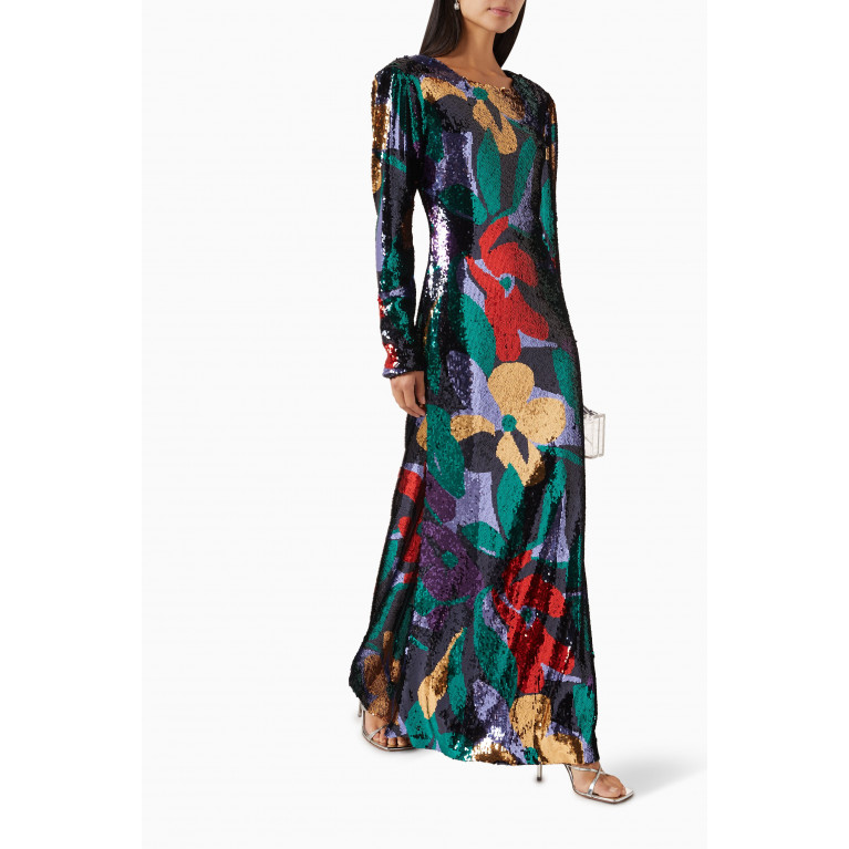 Dima Ayad - Sequin-embellished Floral Maxi Dress