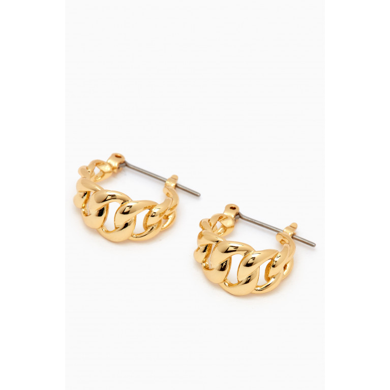 Luv Aj - Mini Louis Chain Hoop Earrings in Gold-plated Brass