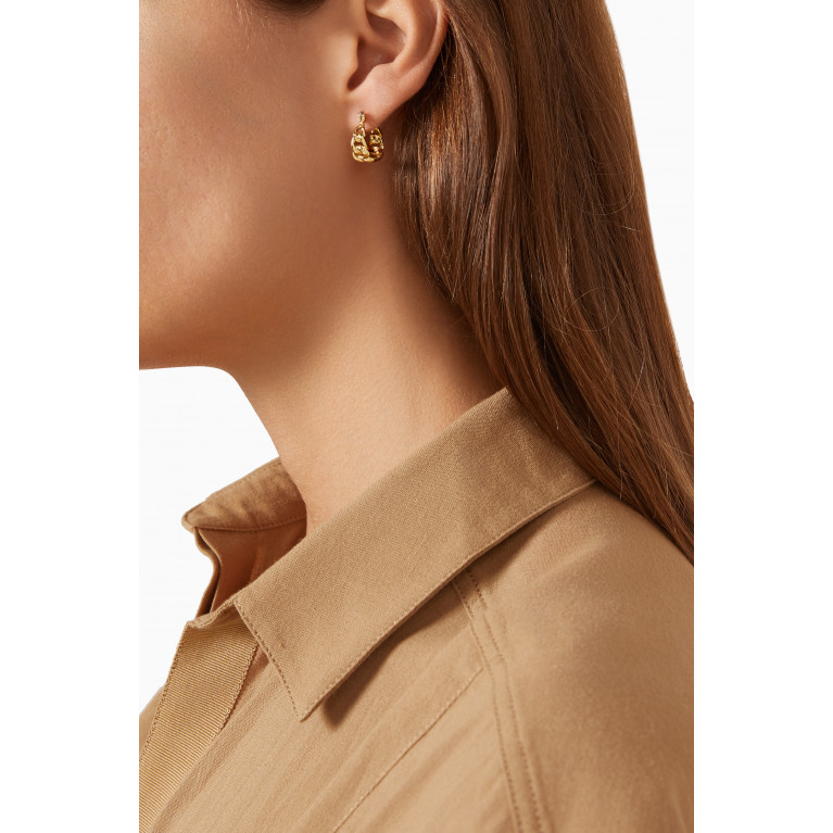 Luv Aj - Mini Louis Chain Hoop Earrings in Gold-plated Brass