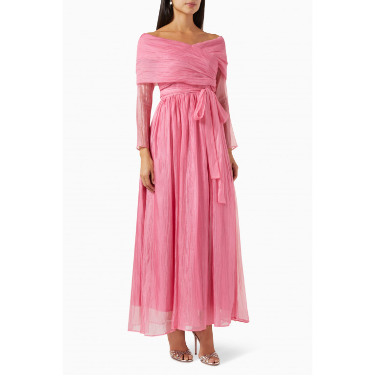 NASS - Gathered Off-shoulder Maxi Dress Pink