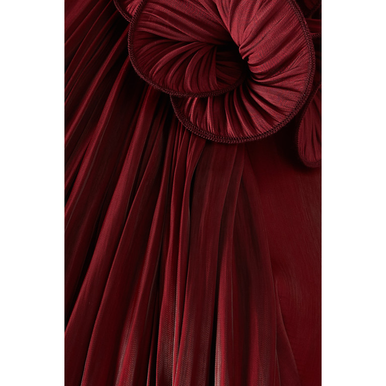 NASS - Floral Appliqué Pleated Maxi Dress