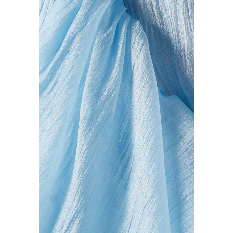 NASS - Ruffle-sleeve Maxi Dress in Shiny Organza Blue