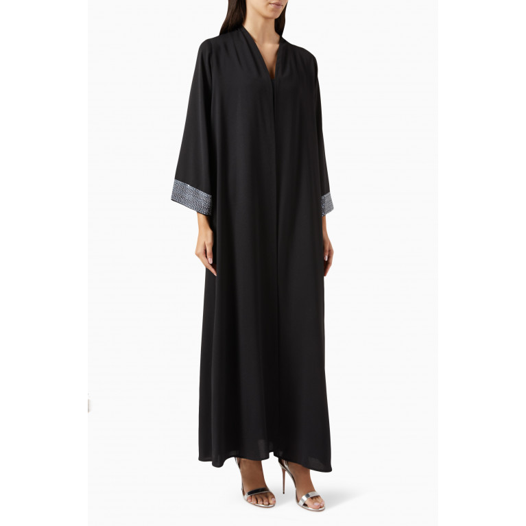 Merras - Embellished-sleeve Abaya in Crepe