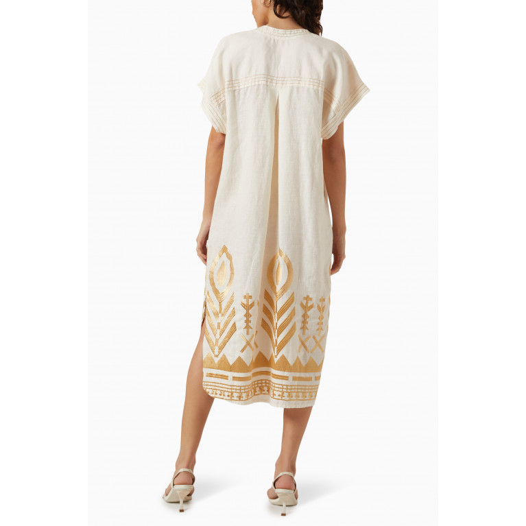 Kori - Embroidered Kaftan Dress in Linen