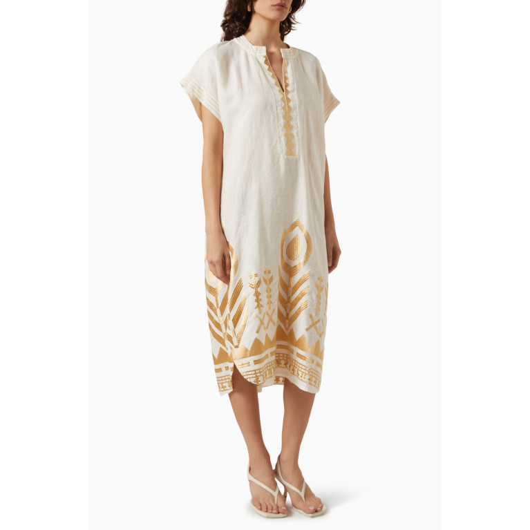 Kori - Embroidered Kaftan Dress in Linen