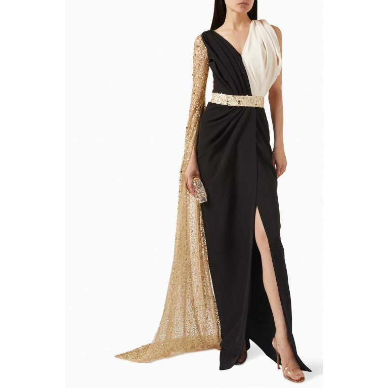 Rhea Costa - Embellished One-shoulder Gown