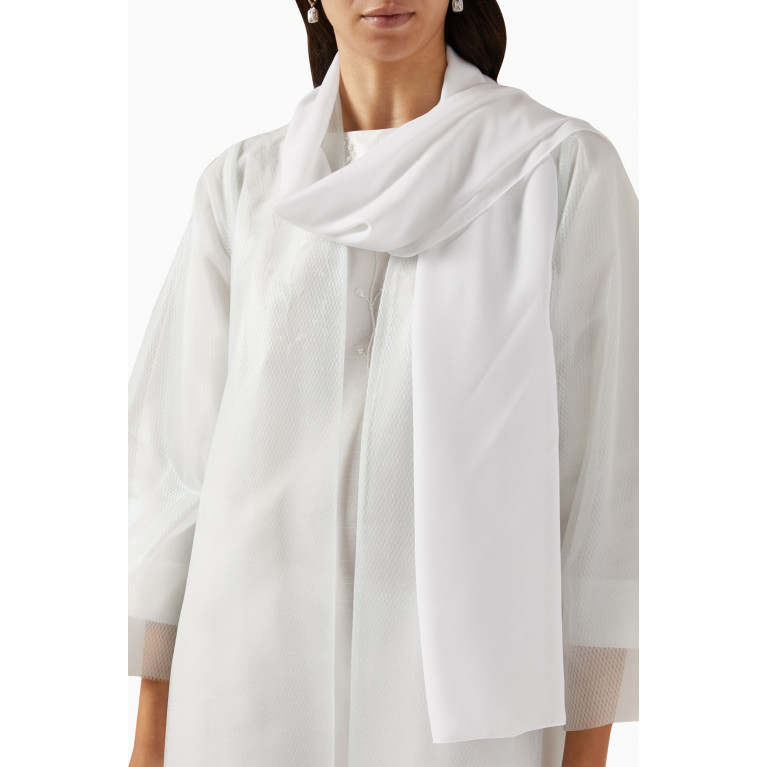 Homa Q - 3-piece Embellished Abaya Set in Tulle & Silk
