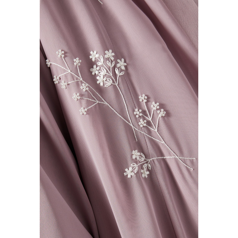 Homa Q - 3-piece Embellished Abaya Set in Chiffon & Satin
