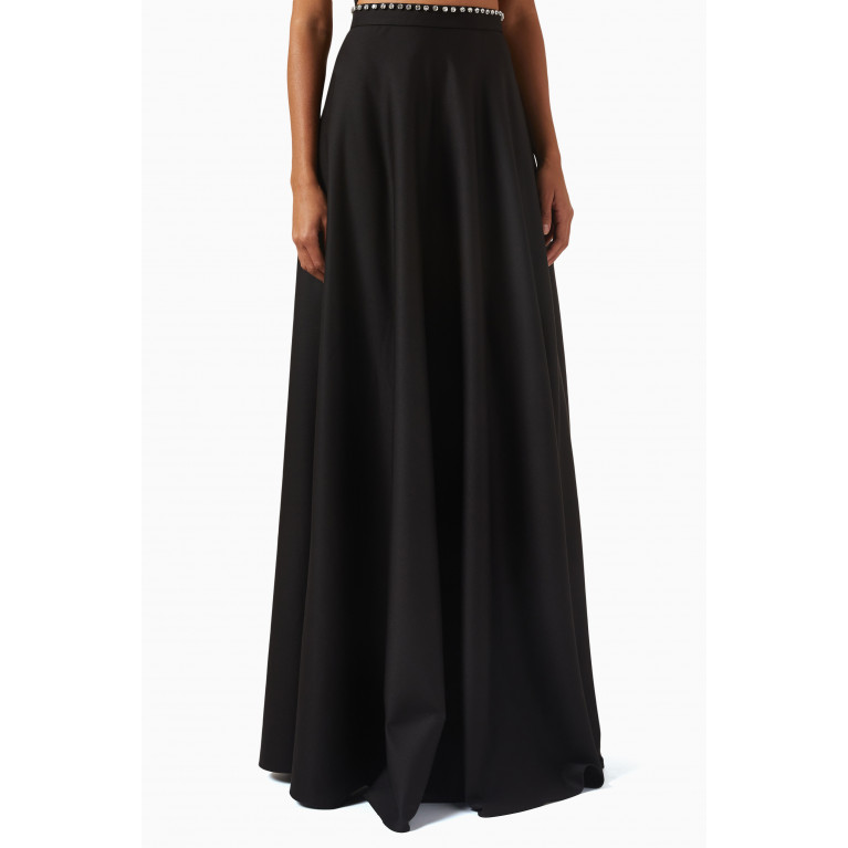 Romani - The Gloria Crystal-embellished Maxi Skirt in Suiting Black