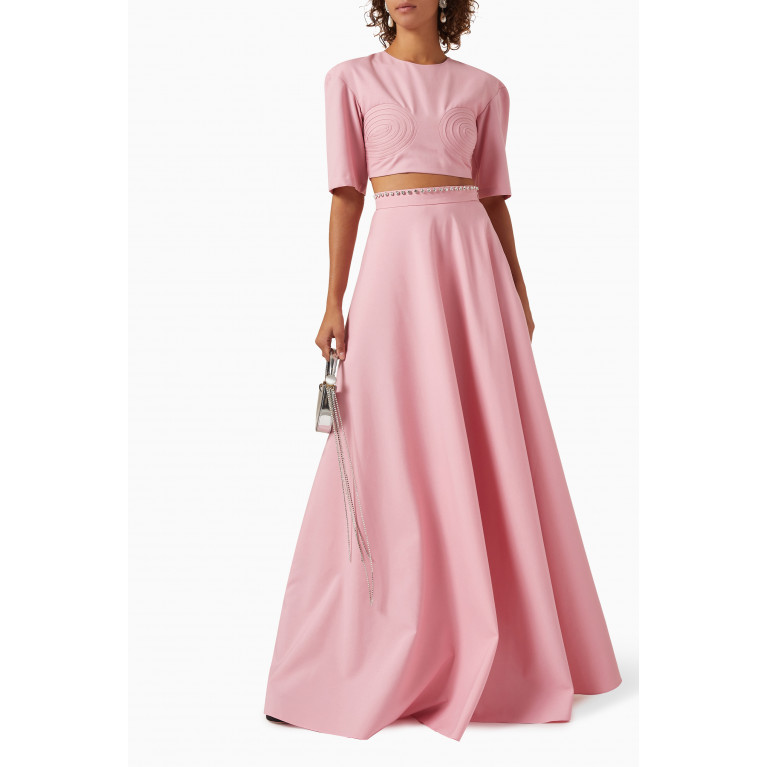 Romani - The Gloria Crystal-embellished Maxi Skirt in Suiting Pink