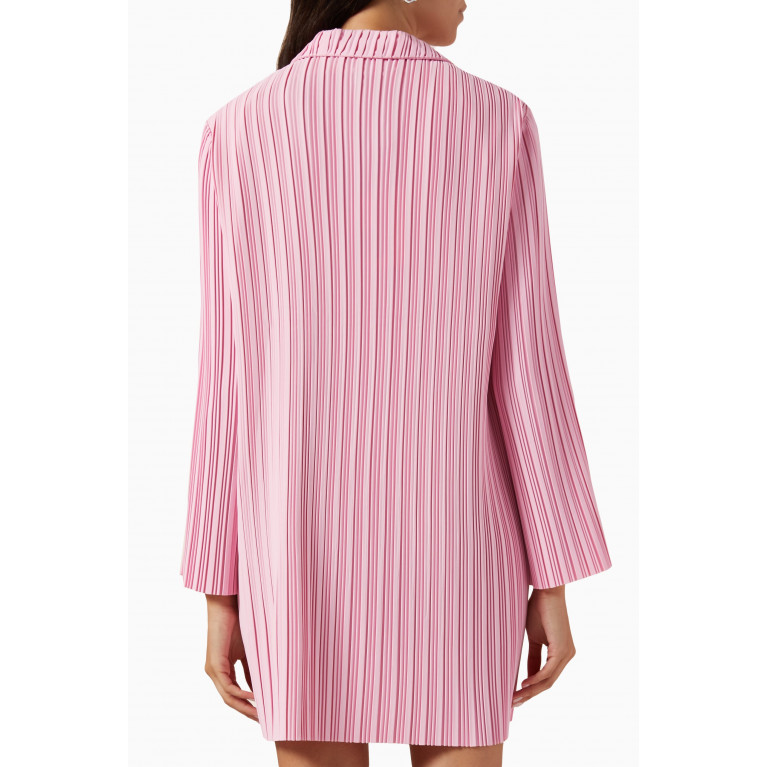 Mossman - Low Rider Mini Shirt Dress in Satin Twill Pink