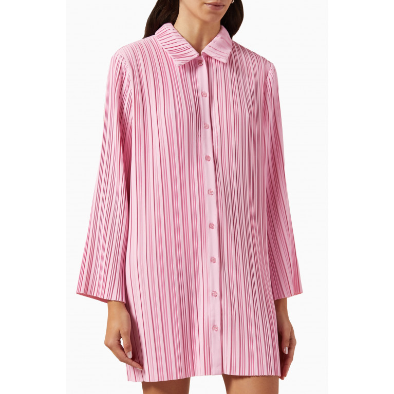 Mossman - Low Rider Mini Shirt Dress in Satin Twill Pink