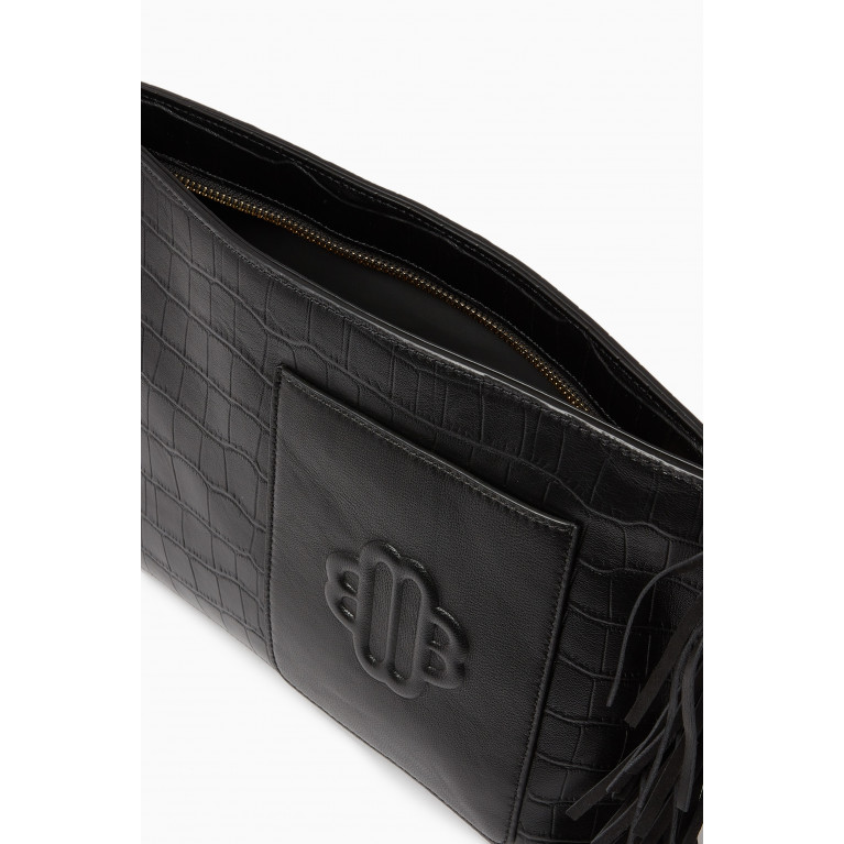 Maje - Flat Pouch in Crocodile-embossed Leather