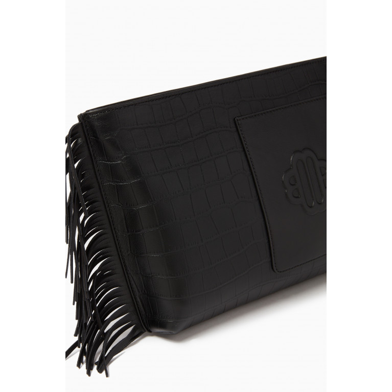 Maje - Flat Pouch in Crocodile-embossed Leather