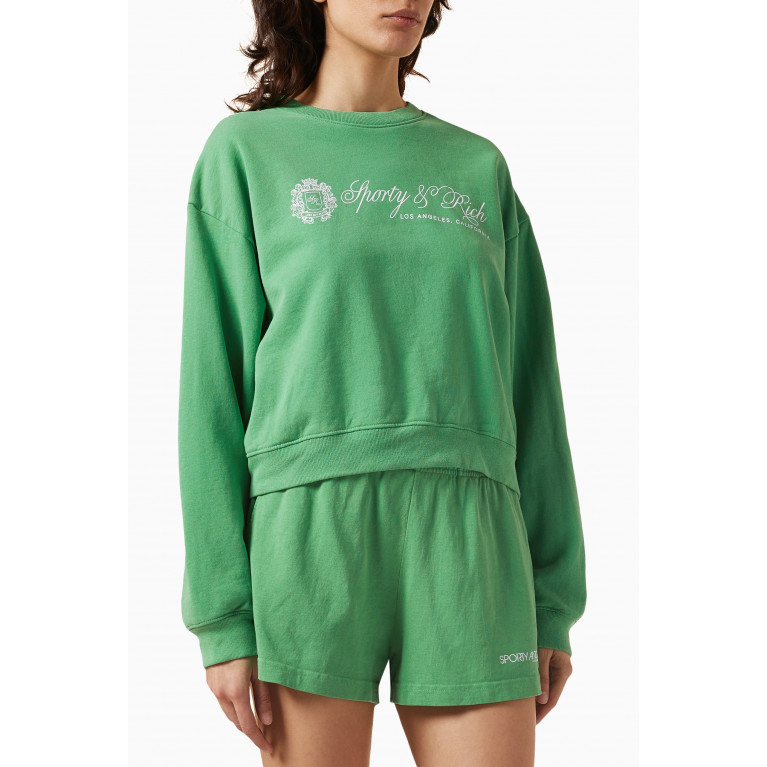 Sporty & Rich - Regal Cropped Sweatshirt in Cotton