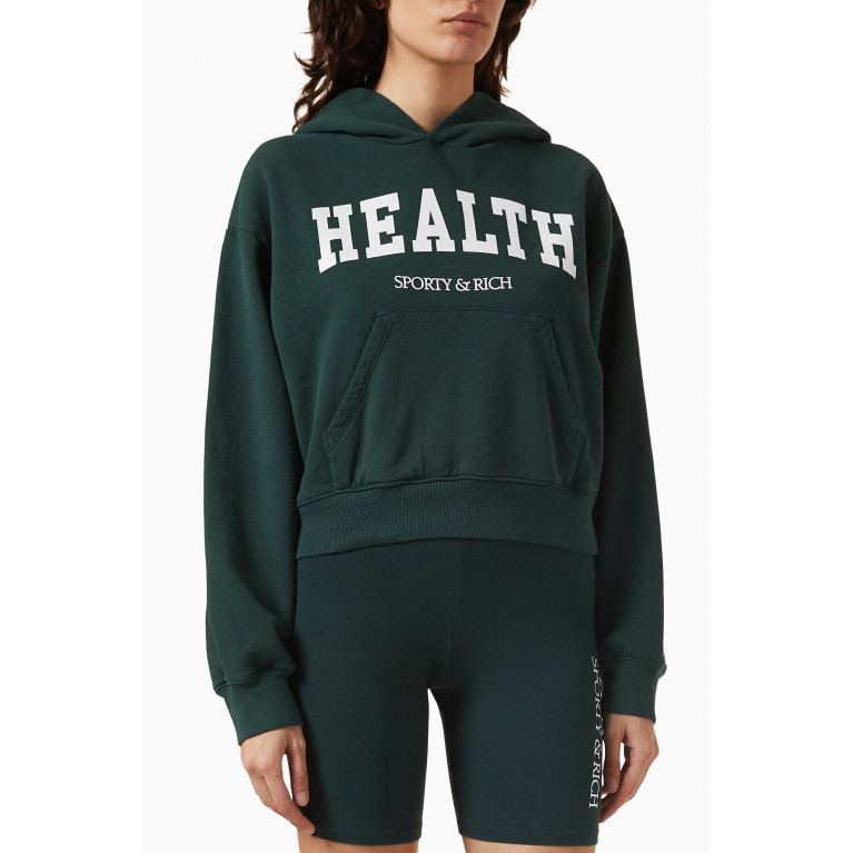 Sporty & Rich - Health Ivy Cropped Hoodie in Cotton